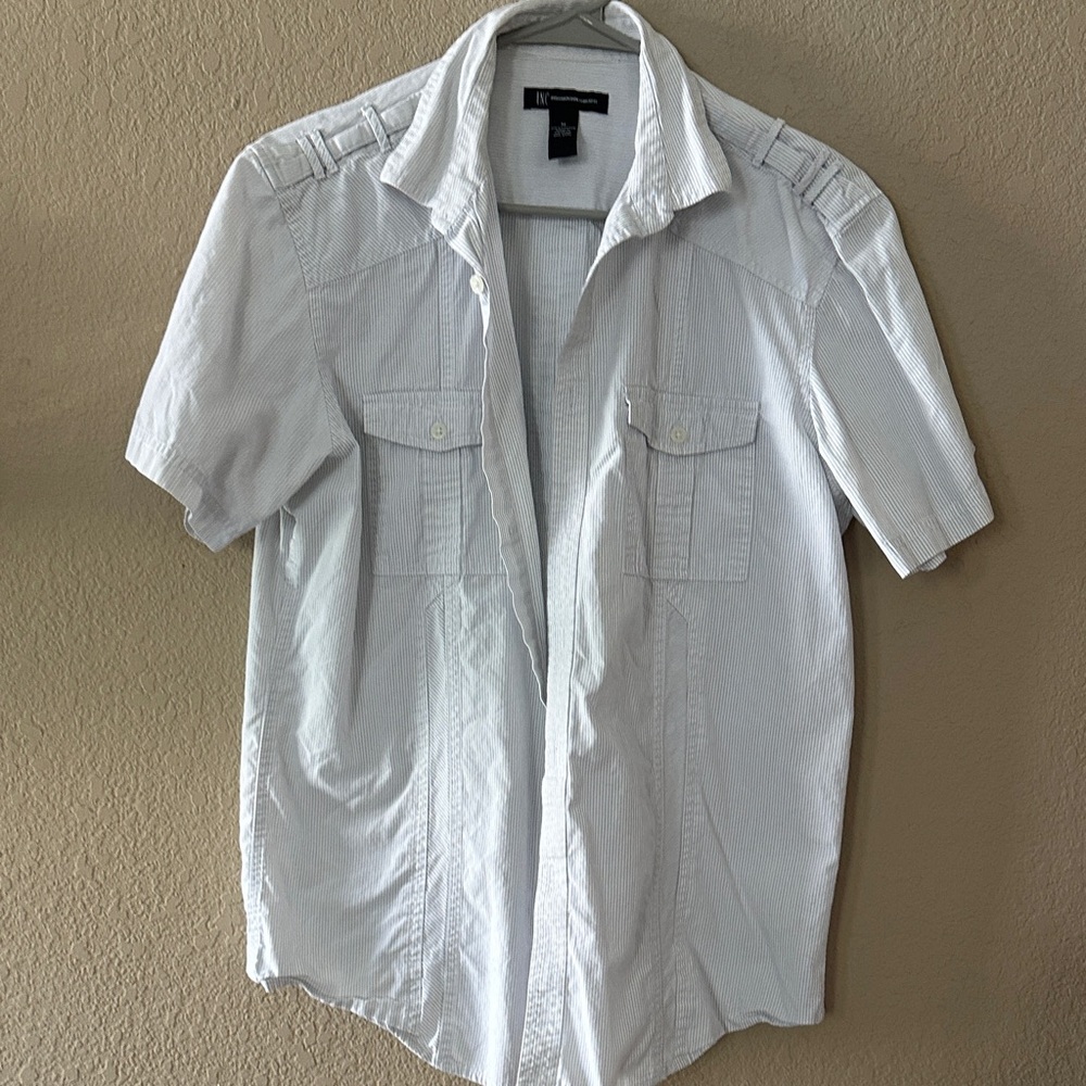 INC International Concepts White Casual Button Down Shirt